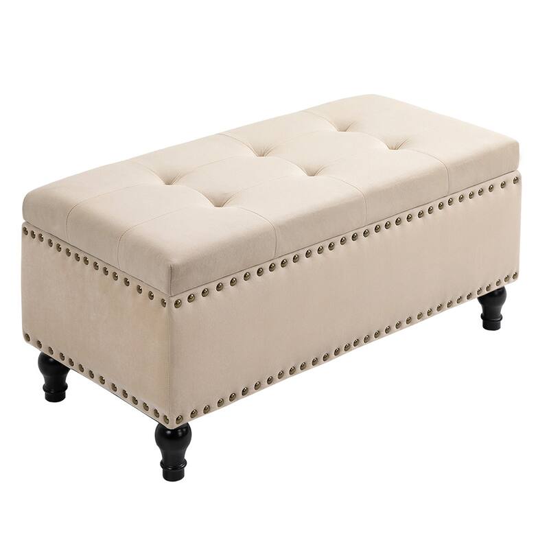 Maypex 38 Inch Soft Velvet Upholstery Storage Bench with Flip Top - 38"