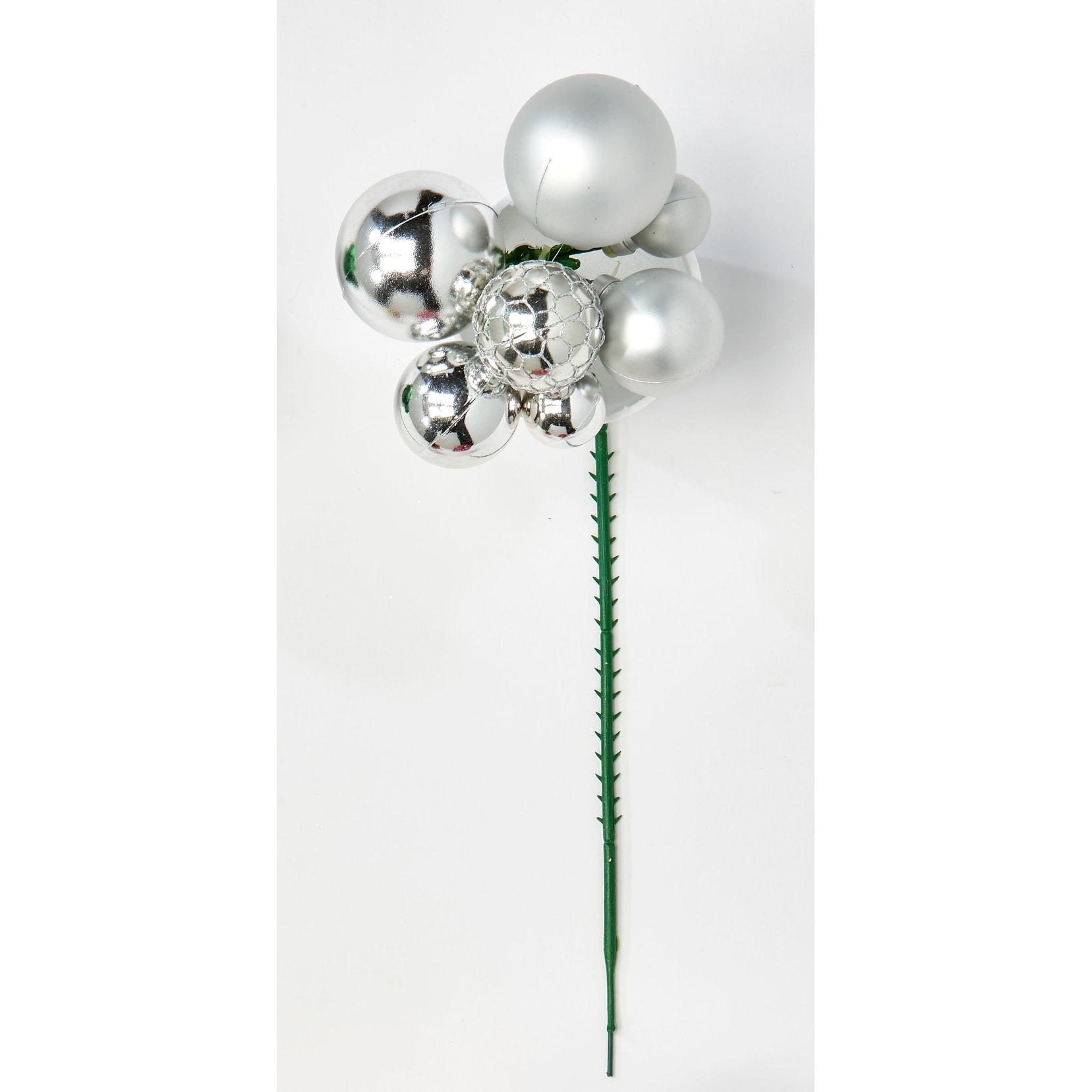 Christmas Ball Pick x 7, Silver, Set of 12 - 6"