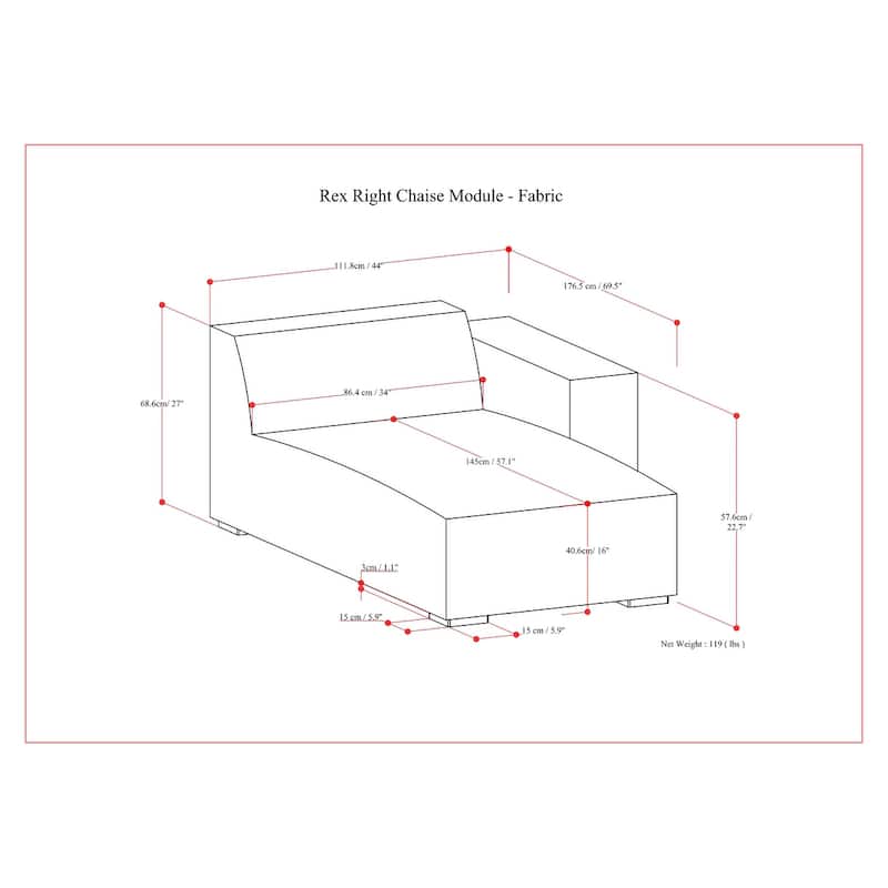 WYNDENHALL Biggs Right Chaise Sofa Module