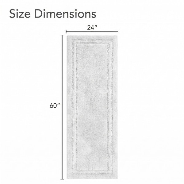 dimension image slide 10 of 13, Superior Solid Bordered Cotton Washable Non-Slip Bath Rug Runner or Rug Set