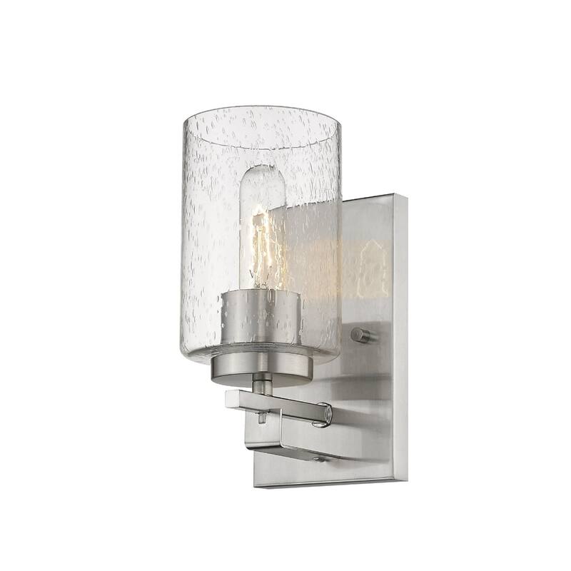 Metal and Textured Wall Sconce with Seeded Glass Shade LED Hardwired - 5.75” x 4.5” x 8.75” (D x W x H)