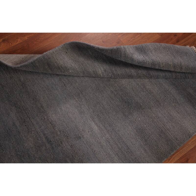 Modern Gray Gabbeh Oriental Foyer Rug Hand-Knotted Wool Carpet - 3'2" x 4'10"