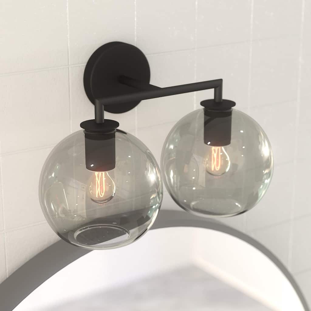 OROMA HOME Fernando 2-Light Globe Glass Bathroom Vanity Sconce