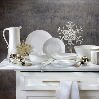 Euro Ceramica Fez 16 Piece / 32 Piece Double Bowl Dinnerware Set - White