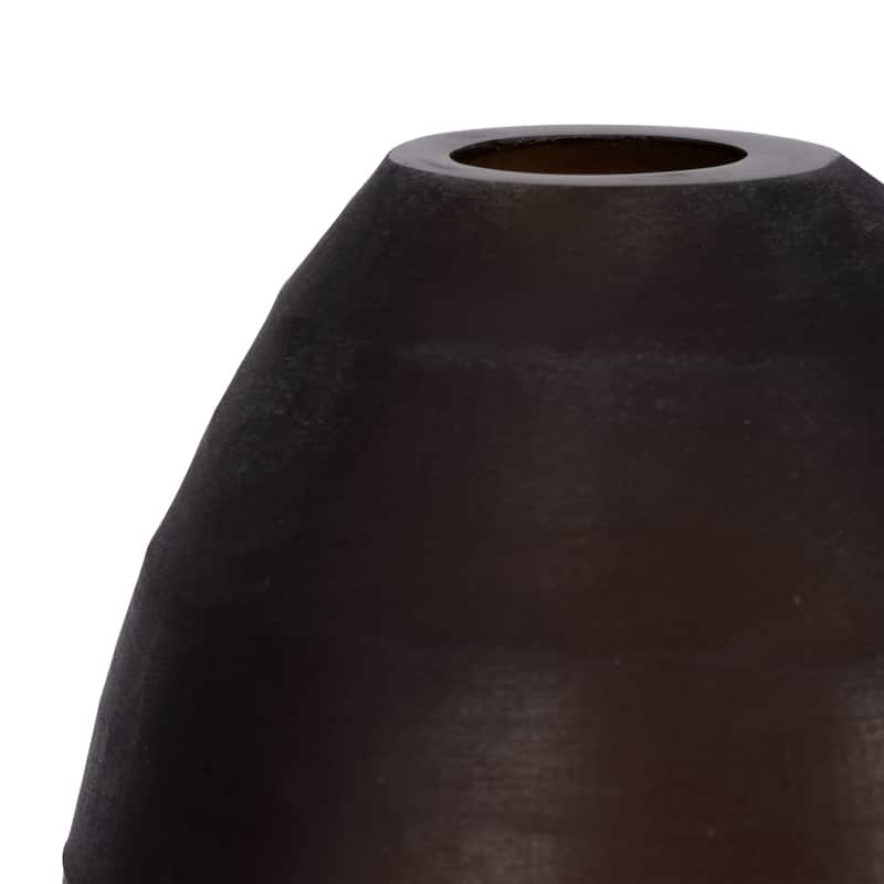 Sagebrook Home Glass Smokey Brown Cylinder Ridged Vase