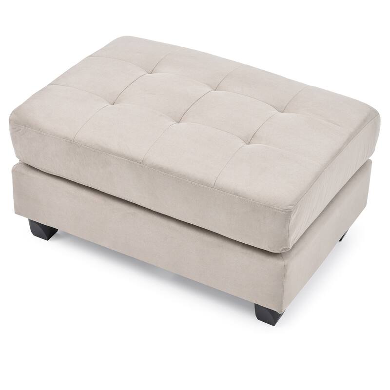 Upholstered Tufted Ottoman - 38" - Beige