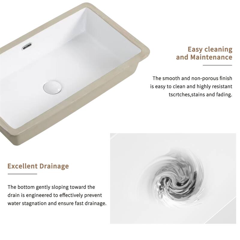 28" Modern Ceramic Undermount Bathroom Sink Drop-in Deep