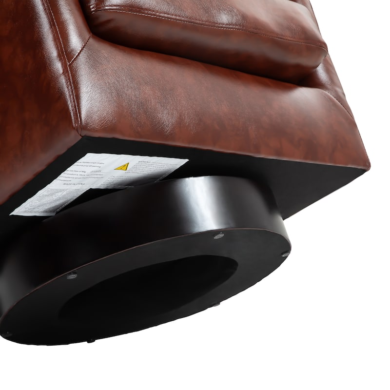 Faux Leather Wide Seat Swivel Barrel Chair