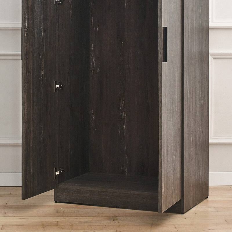 Willow Two-Door Wood Closet with One Shelf in Rustic Gray