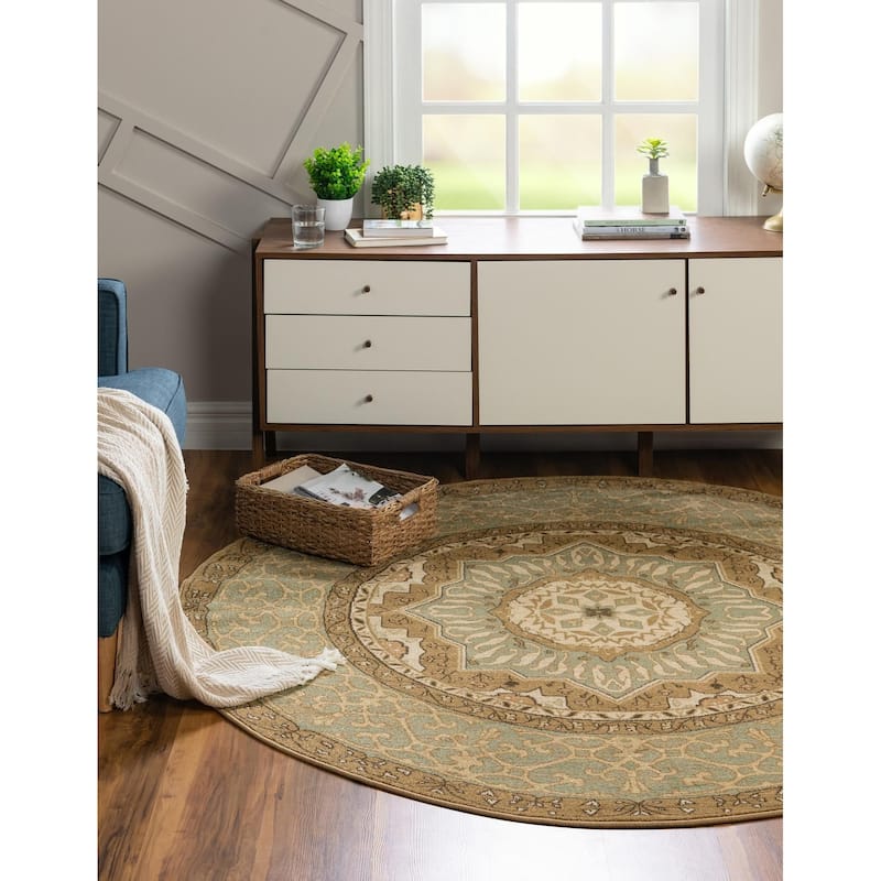 Traditional Cassia Collection Area Rug - Cream - 3'3" Round