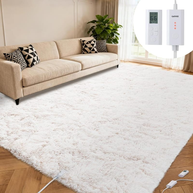 8x10 ft Wired Electric Heated Rug, Floor Mat for Living Room Bedroom - Beige