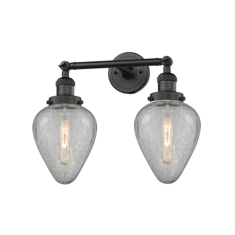 Innovations Lighting Geneseo 2 Light 17" Wide Bathroom Vanity Light - Matte Black / Clear Crackle