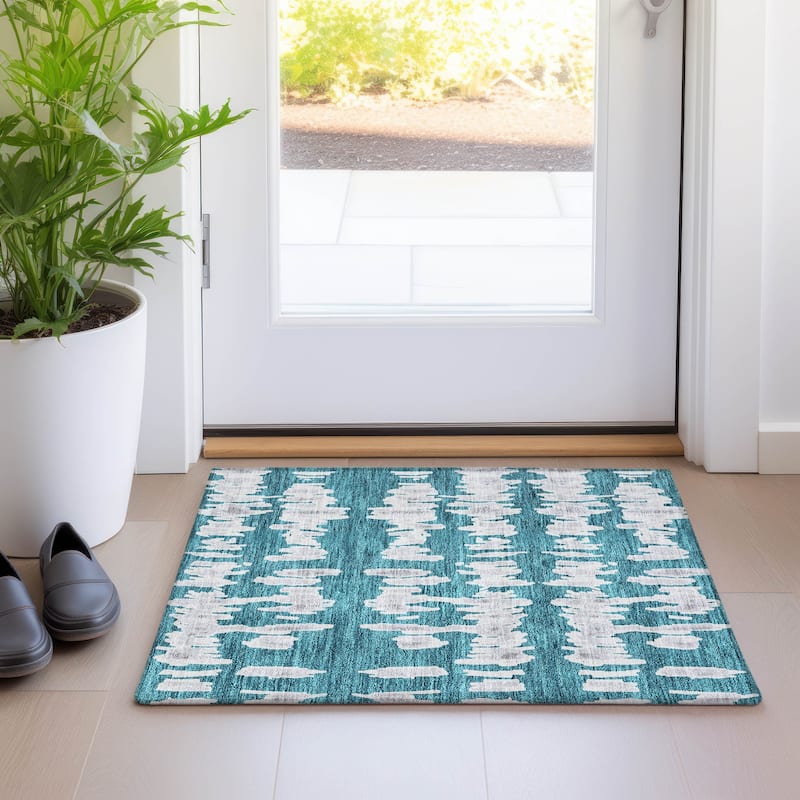 Premium Washable Super Soft Modern Pulse Mayfield Rug - Teal - 1'8" x 2'6"