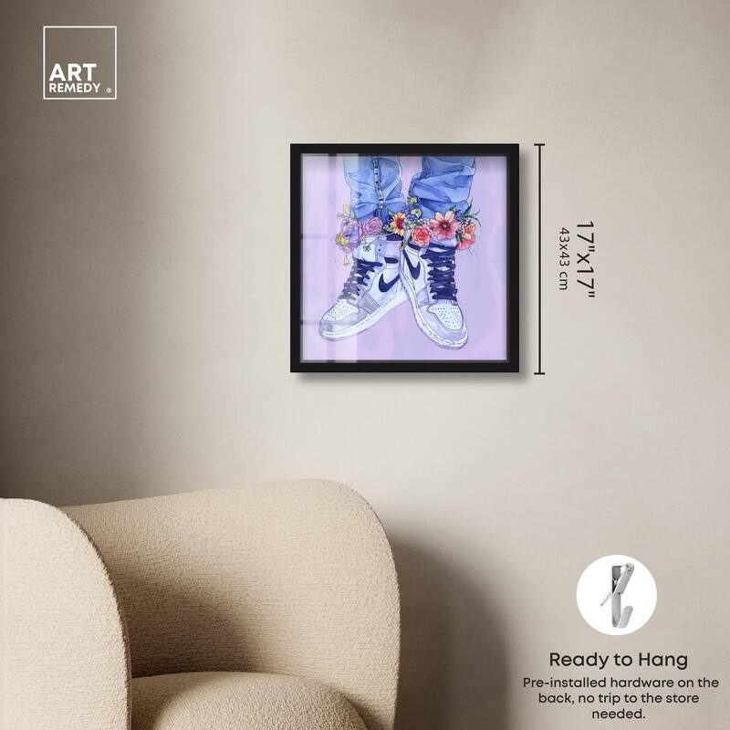 Lilac Floral Bloom Sneakers Shadowbox by Art Remedy