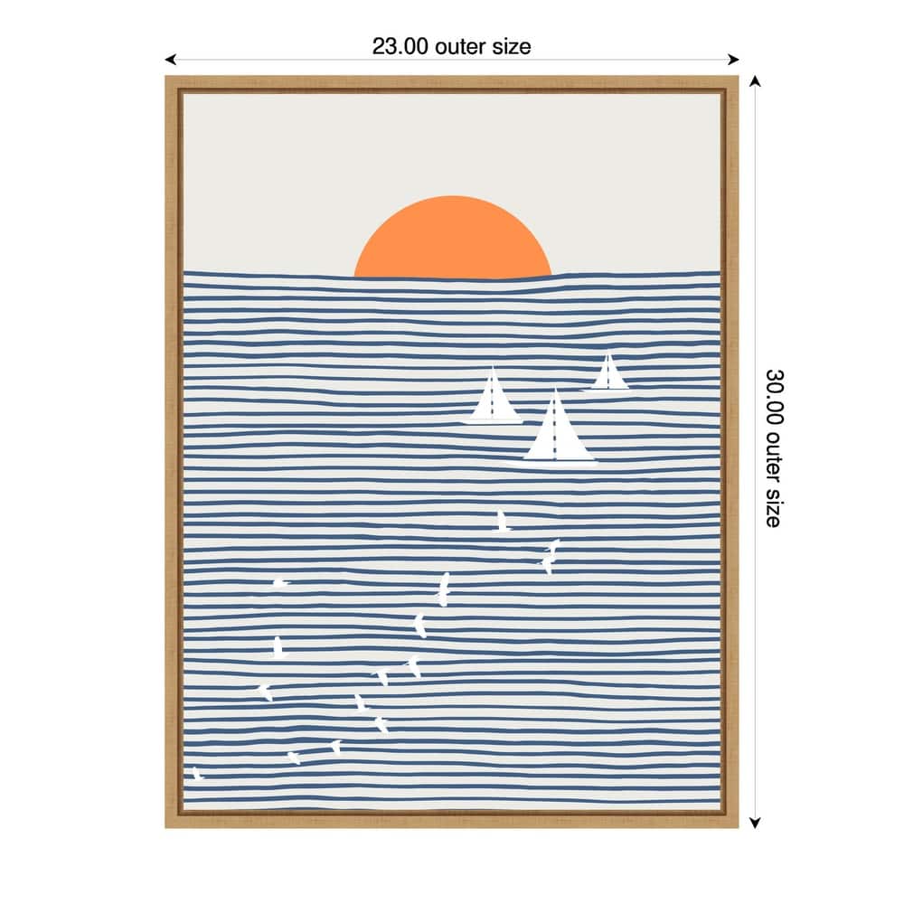 Three White Sails by Little Dean Framed Canvas Wall Art