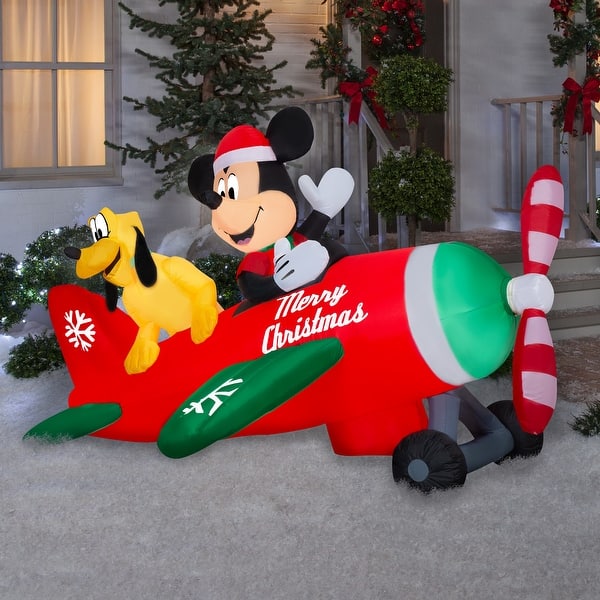 Gemmy Animated Airblown Inflatable Mickey and Pluto Clubhouse Airplane ...