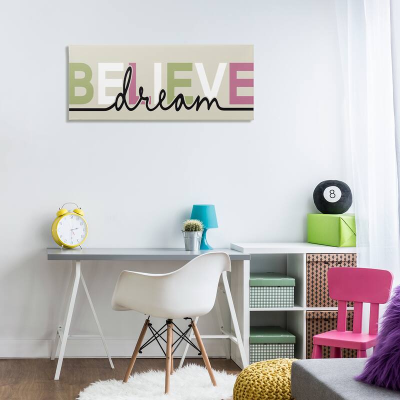 Stupell Muted Believe & Dream Canvas Wall Art Design By Kim Allen