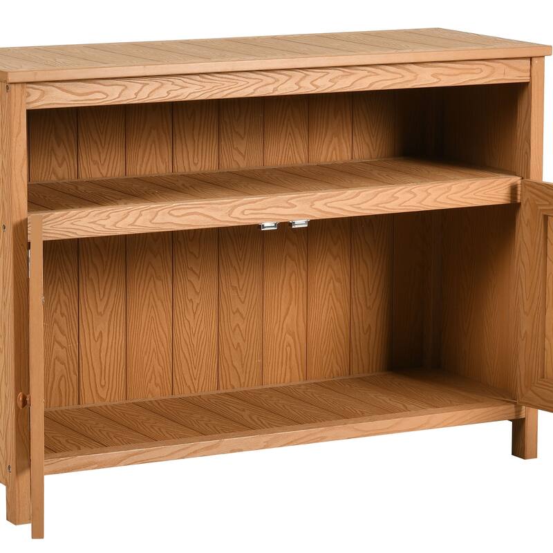 Moasis 44" Outdoor Sideboard Patio Bar Table with Storage Cabinet and Shelves