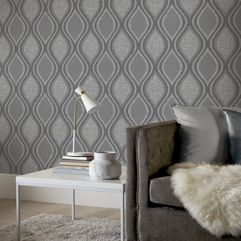 Arthouse Ignatius Charcoal Ogee Wallpaper