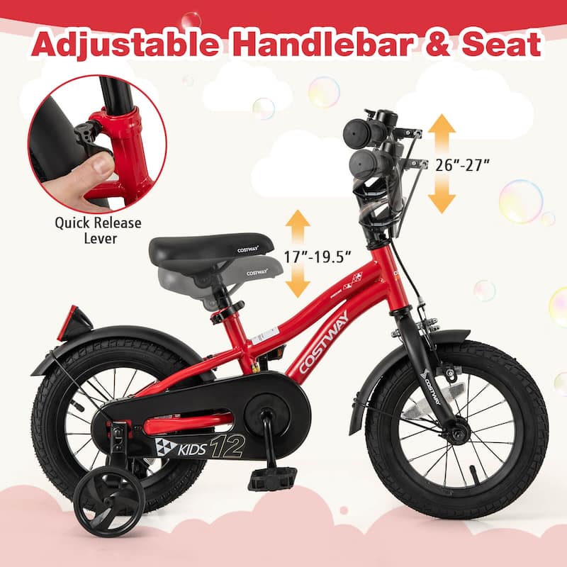 Costway 12"/14"/16"/18" Kids Bike for 3-4 Years Old Boys & Girls with