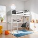 preview thumbnail 2 of 15, High Loft Bed with Desk and Storage, Heavy Duty Solid Wood Full Size Loft Bed Frame with Stairs for Kids and Toddlers White