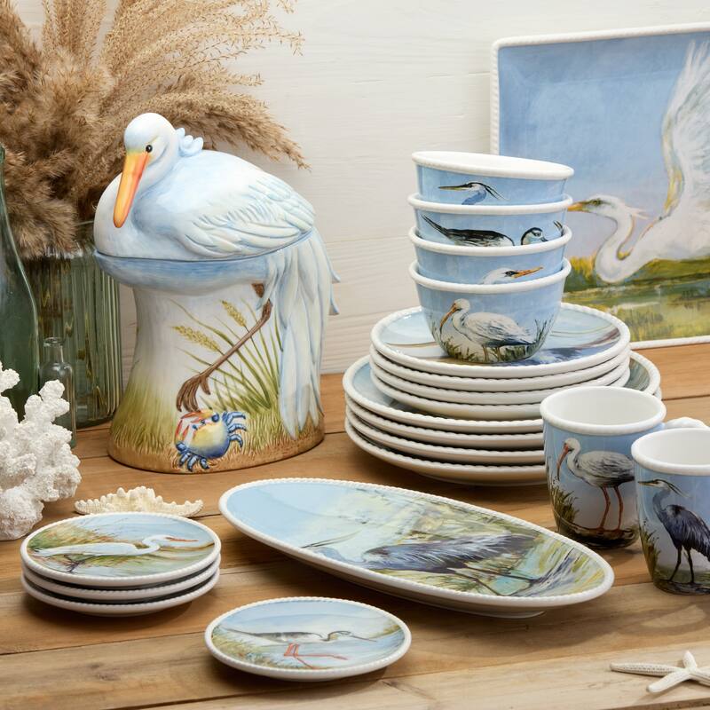 Certified International Coastal Birds 5.25" Ice Cream/Dessert Bowls, Set of 4 Assorted Designs - 6.00"L x 6.00"W x 3.25"H