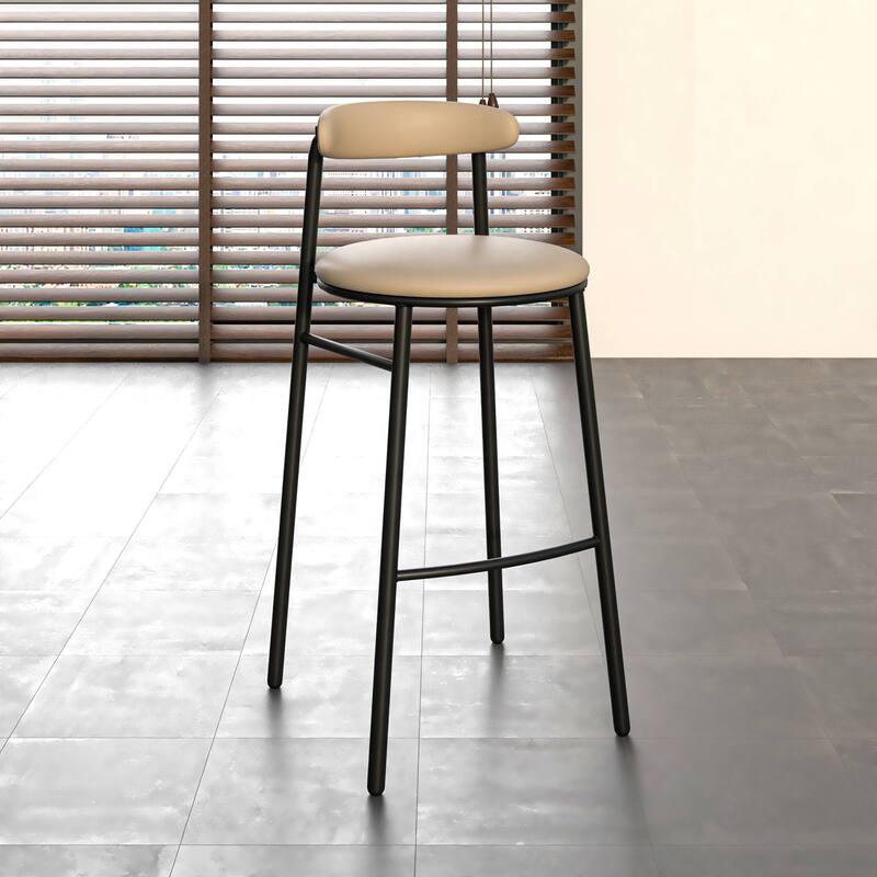 Polyster Bar Stool in Black Stainless Steel Lume Series by LeisureMod