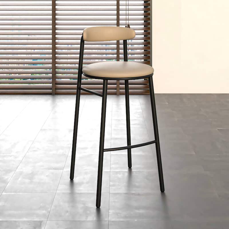 Upholstered Leather Bar Stool Accent Kitchen Chair Lume Collection Set of 2