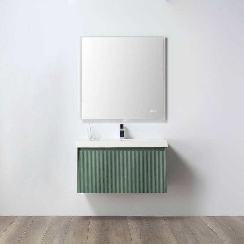 Floating Bathroom Vanity with Sink, Wall Mounted Vanity - 36" - SageGreen