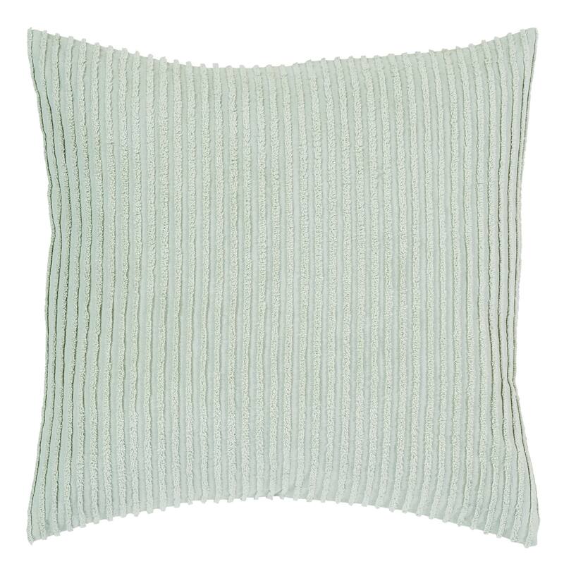 Better Trends Jullian Bold Stripes Design 100% Cotton Tufted Shams Machine Washable Tumble Dry - Sage - Euro Sham