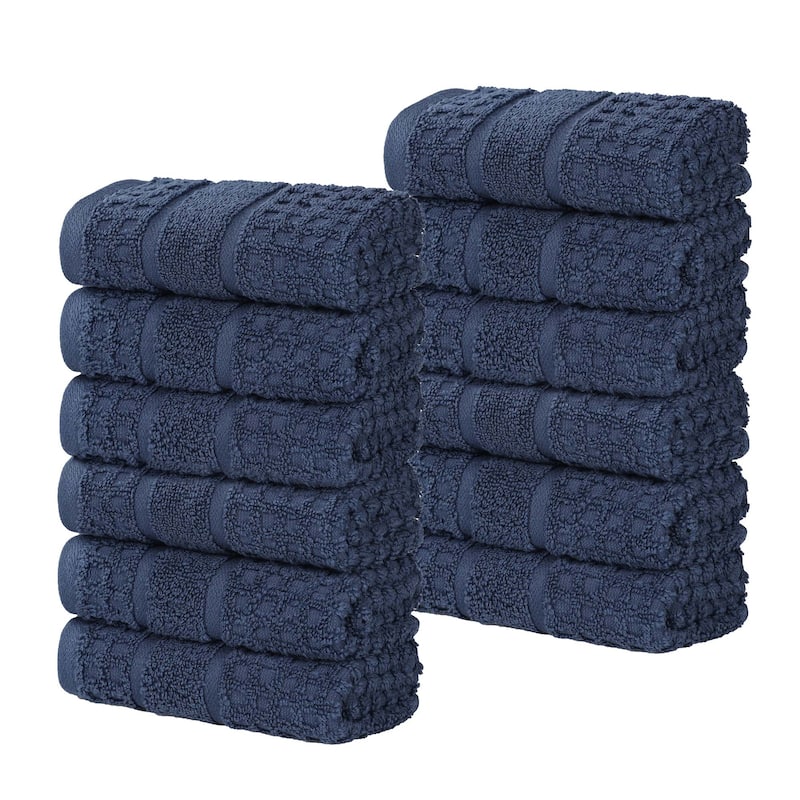 Superior Napa Zero Twist Cotton Waffle Face Towel Washcloth Set of 12