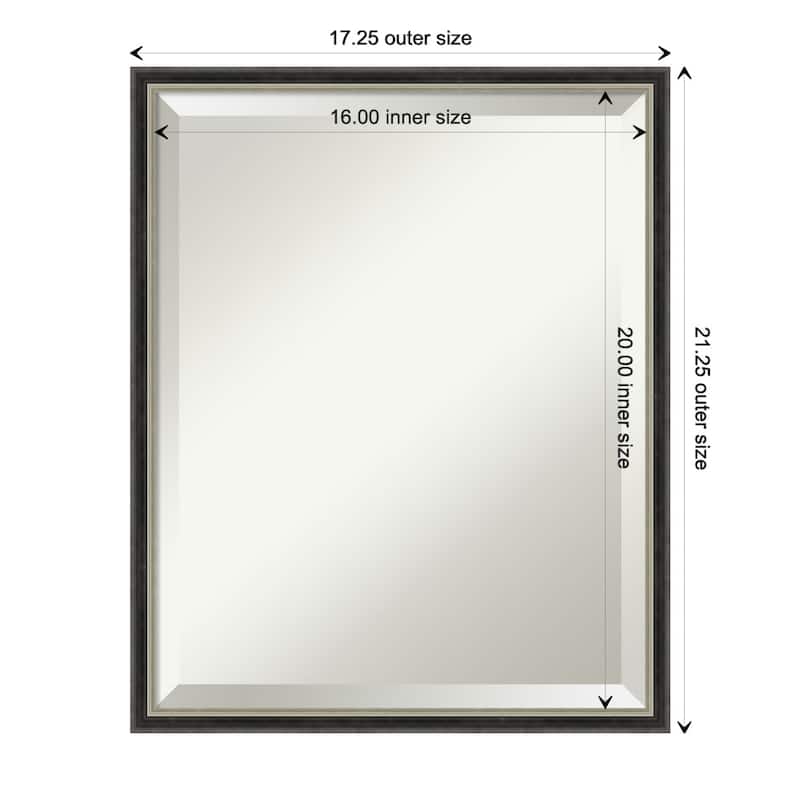 Theo Black Silver Beveled Wood Framed Wall Mirror - Theo Black Silver Narrow - Glass Size 16x20