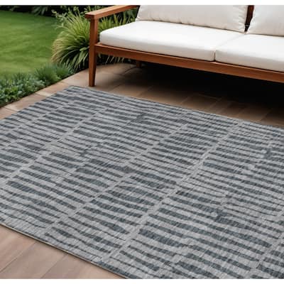 HomeRoots Striped Transitional Rectangle Outdoor Rug