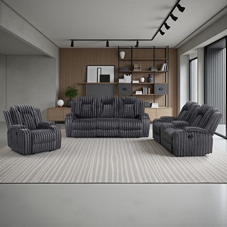 Brynda Corduroy 3-Piece Manual Double Reclining Sofa Sets