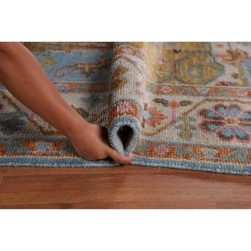 Blue Geometric Heriz Serapi Indian Area Rug Handmade Wool Carpet - 7'10"x 10'0"