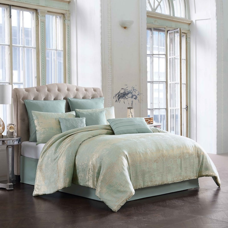 Riverbrook Home Vesta 10 pc Comforter Set - Gold/Spa - Queen - 9 Piece