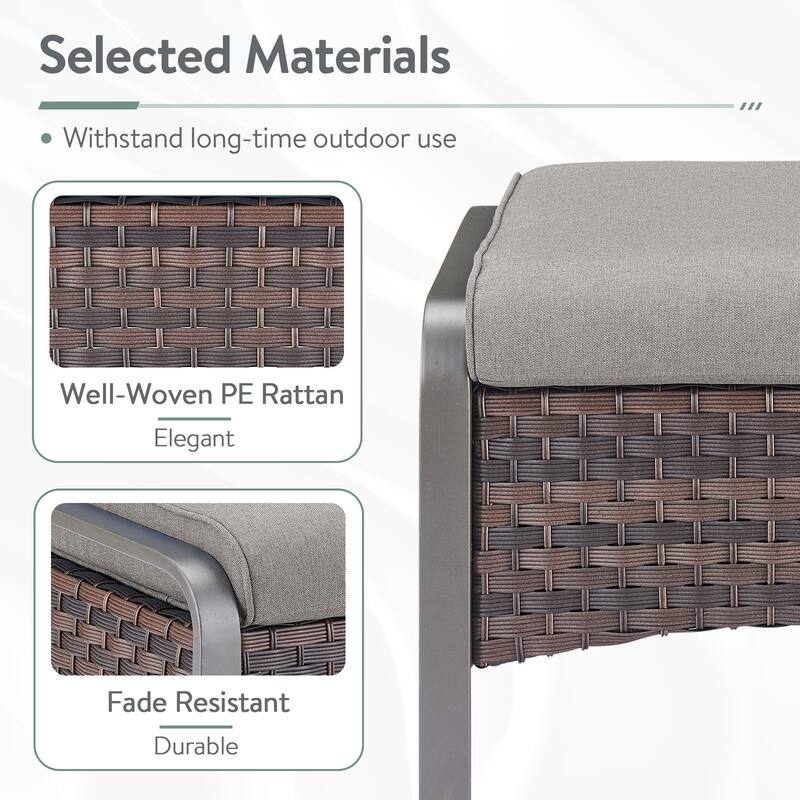 Outside Patio Wicker Ottoman with Cushion