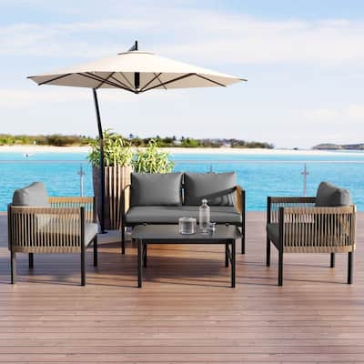 Modern Outdoor Multi-person Sectional Sofa with A Table for Garden
