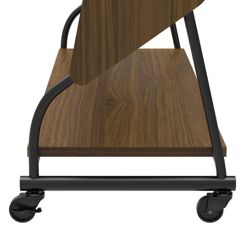 Mobile TV Stand with Mount for 32-50" TV with Projector Screen & Power Outlets - Adjustable Rolling TV Cart, MDF Wood