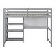 preview thumbnail 13 of 16, Twin Size Wooden Loft Bed with 3-Layer Shelves, Desk, and Writing Board, Full-Length Guardrail