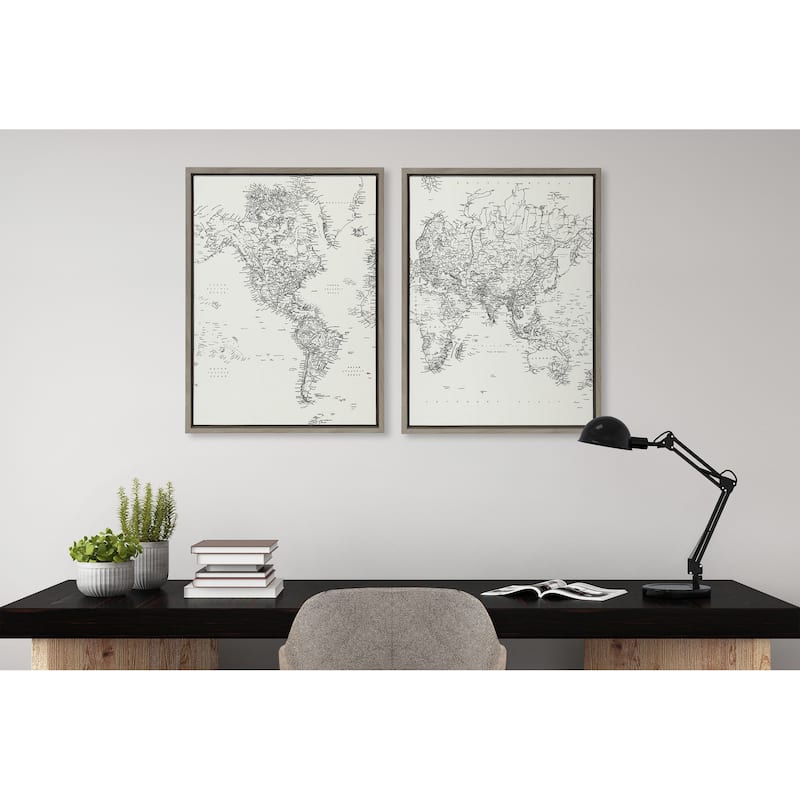 Kate and Laurel Sylvie World Map Canvas by The Creative Bunch Studio