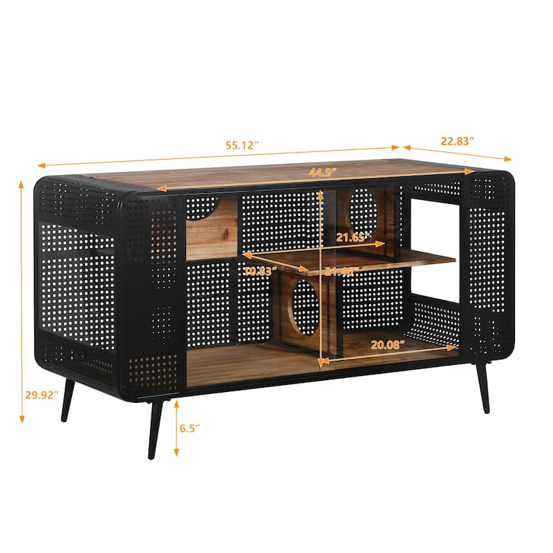 Roomfitters 55.12'' Spacious Cat House with Tempered Glass - Ideal for Living Room, Hallway, Study, Black and Brown