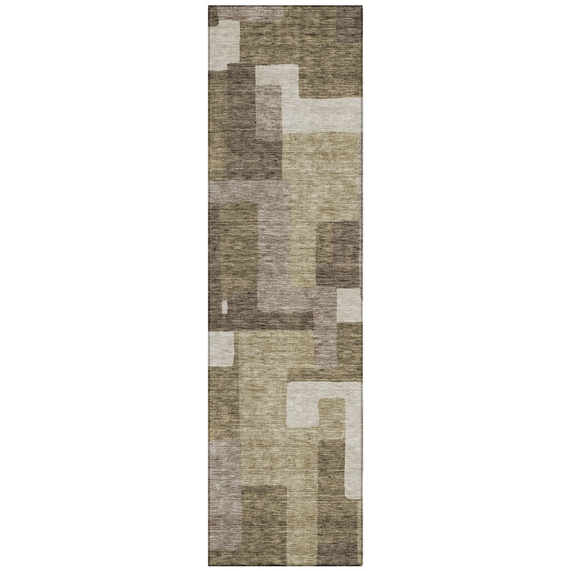 Machine Washable Indoor/ Outdoor Chantille Modern Blocks Rug