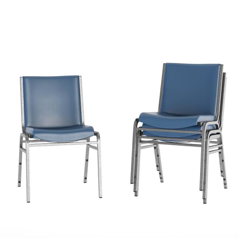4 Pack Heavy Duty Stack Chair - 21"D x 19.75"W x 31.25"H - Navy Vinyl