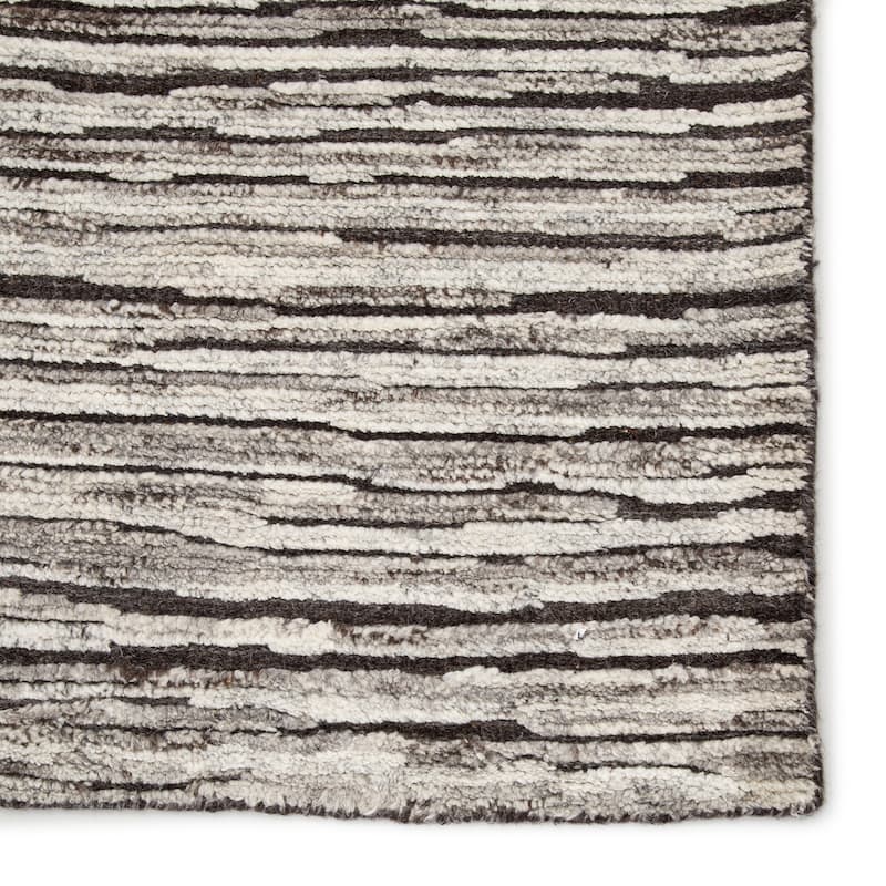 Welles Hand-Knotted Striped Dark Gray/ Ivory Area Rug