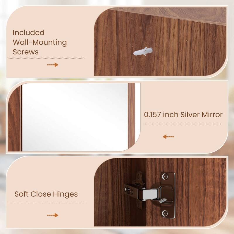 Costway 23.5" Wall Mounted Storage Organizer Corner Medicine Cabinet - See Details