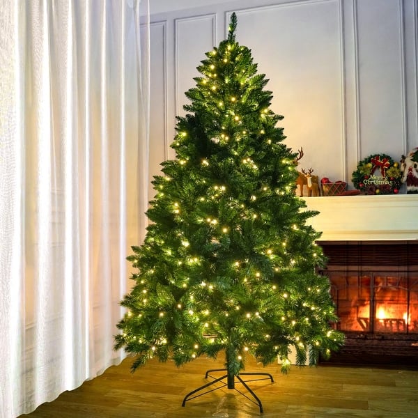 slide 2 of 18, 5/ 6/ 7-foot PVC Artificial Holiday Christmas Tree with LED Lights for Home, Office,Party Decoration 5 Foot