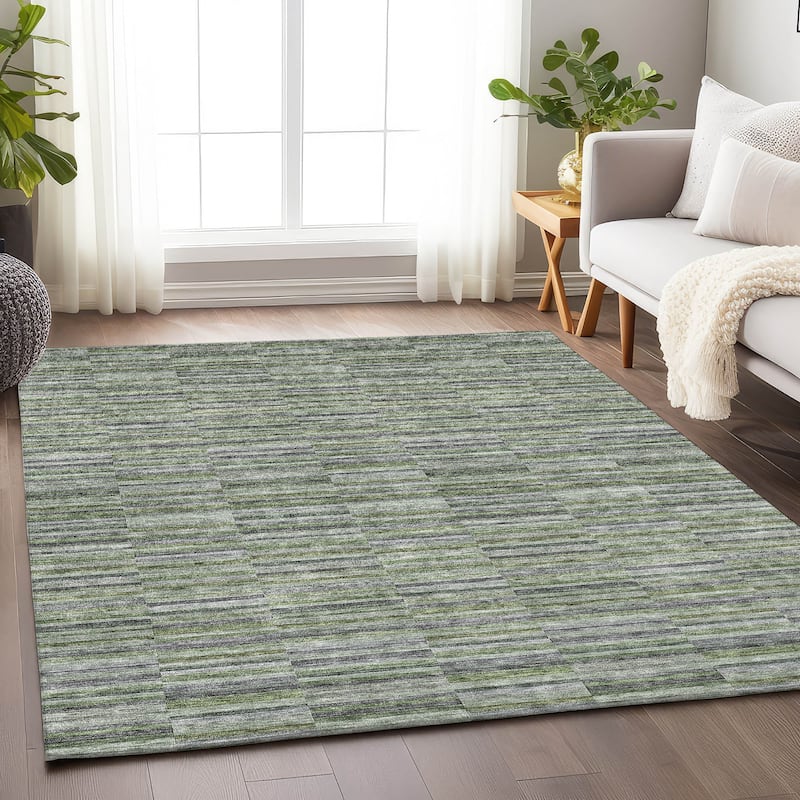 Premium Washable Super Soft Geo Stripe Mayfield Rug