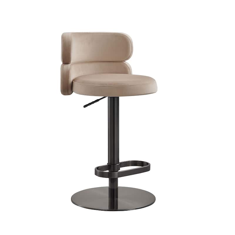 Modern Velvet Bar Stool with Height Adjustment and 360-Degree Swivel