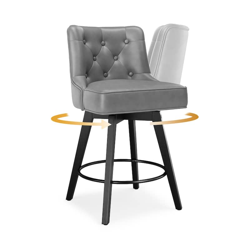 Modern 26 in. Barstool Counter Height Stool Upholstered Swivel Bar Stool with Back